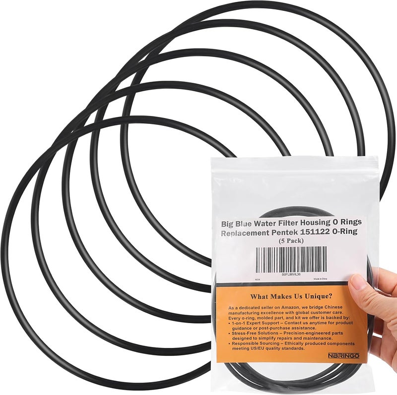 NBRINGO 5-Pack Big Blue Water Filter Housing O Ring - Replacement Pentek 151122 O-Rings Also Compatible with Pentek #10 & #20 Big Blue, APEC HBB-10/HBB-20 (Buna-N) - Image 1